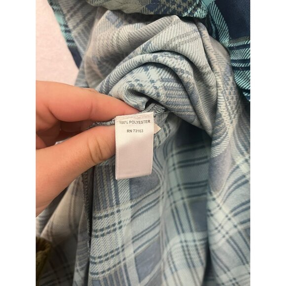 Flint & Moss Womens Plaid Blue/Green Polyester Midi Skirt #6304 - Picture 4 of 8